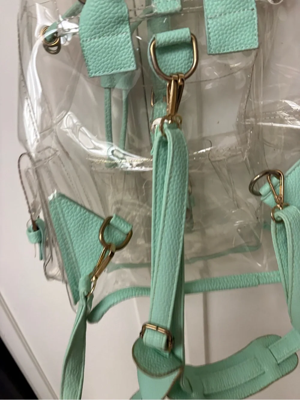 Clear Mint Trim Backpack Tote - Women Bags